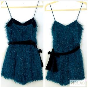 Zara Teal and Black Textured Romper